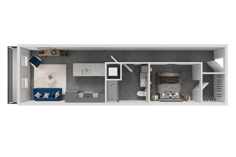 Floor plan for 1 bed, 1 bath, 638 sqft